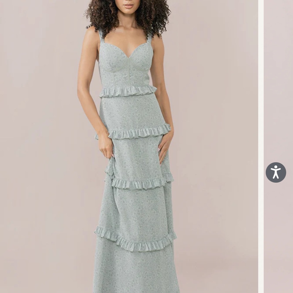 Revelry Sloane Chiffon Sage Posy Maxi Dress - size 10